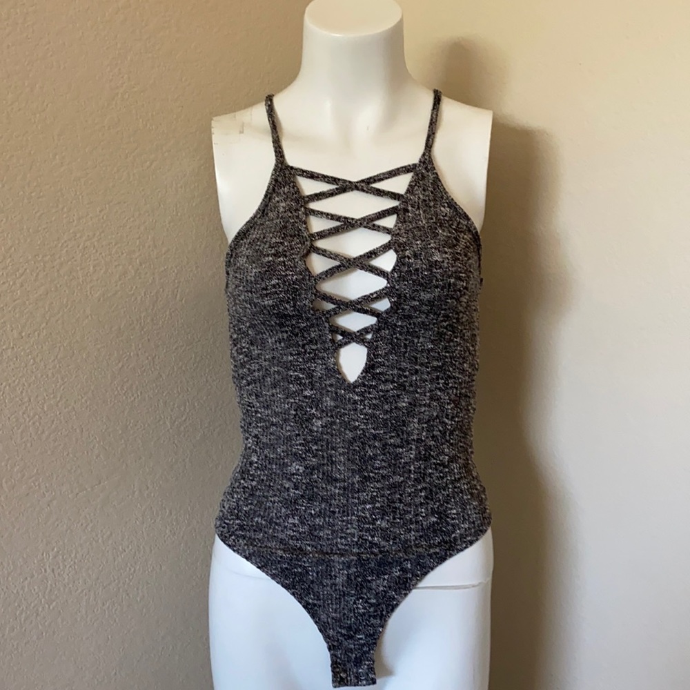 Express one eleven gray soft bodysuit